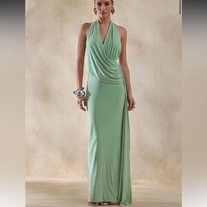 sachin and babi light blue dress Navy Cowl Neck Backless Maxi Dress with Lace Insert Club London